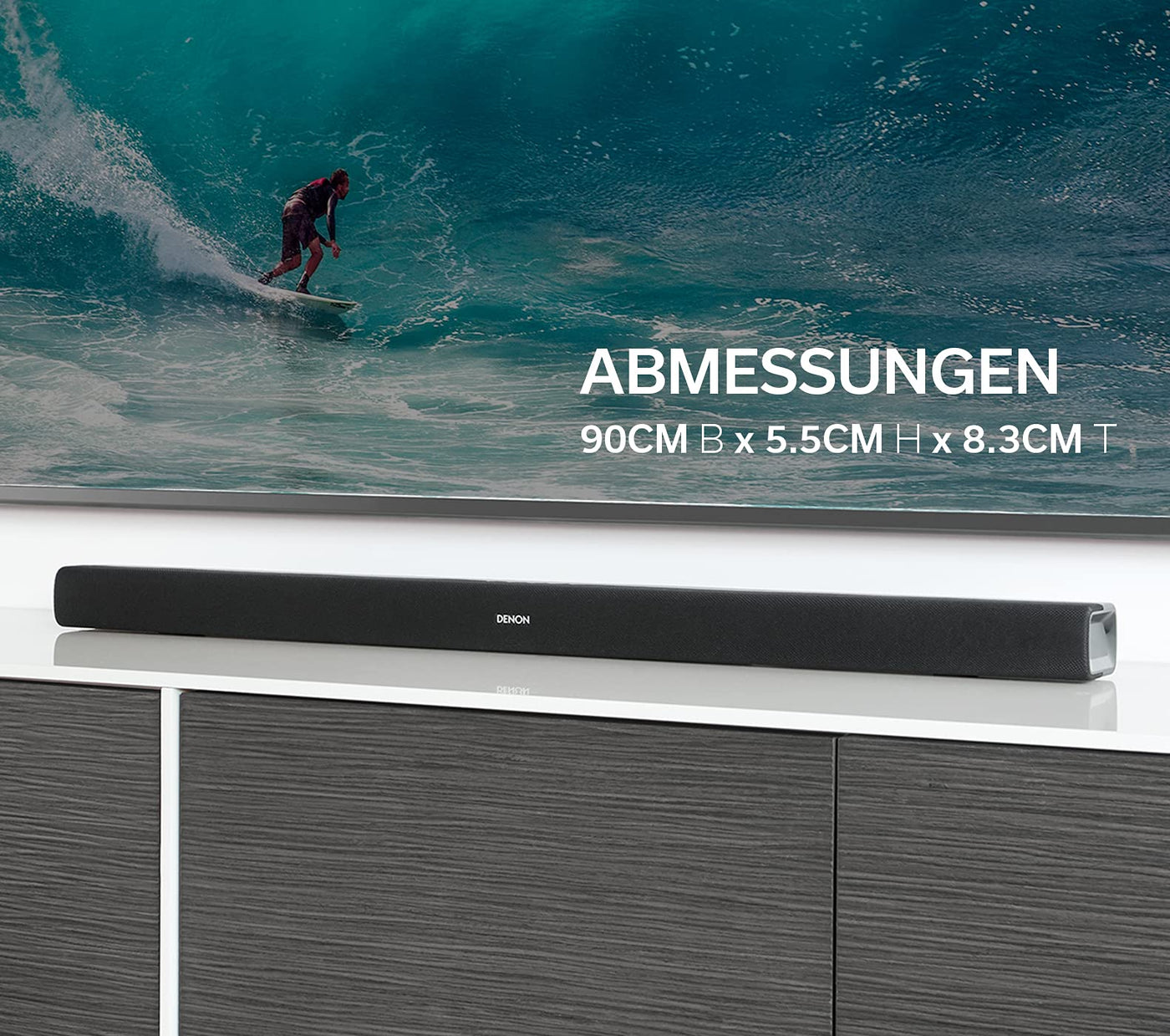 Denon DHT-S316 2.1 Flache TV Soundbar mit kabellosem Subwoofer, Bluetooth, HDMI ARC, Dolby Digital, DTS, optischer Eingang