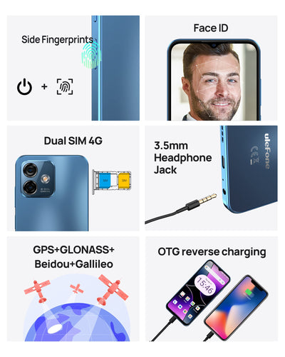 Ulefone Note 16 Pro Handy Ohne Vertrag, 16GB+256GB Smartphone Ohne Vertrag Android 13, 50MP+8MP Kamera 4400mAh, 6.52" HD+, Dual SIM 4G Simlockfreie Handys Fingerabdruck/NFC/OTG/GPS