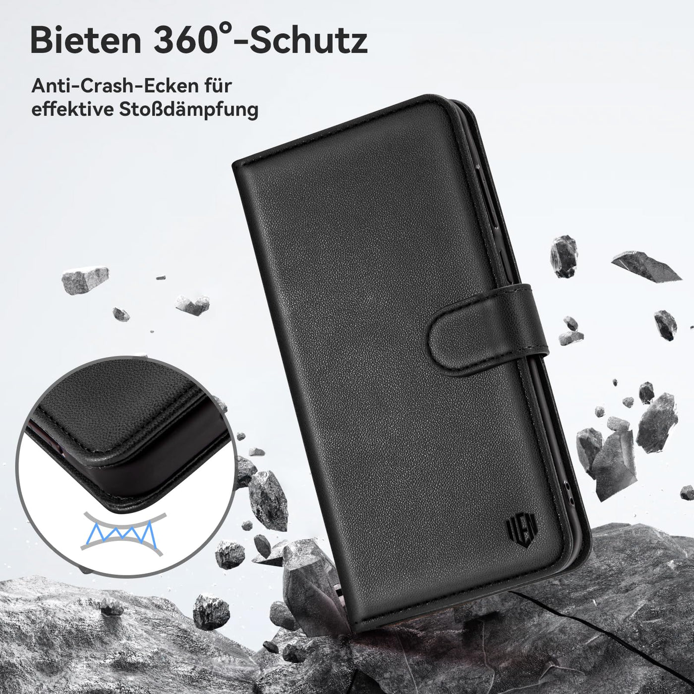 ivencase Handyhülle Kompatibel mit Samsung Galaxy S24 FE Hülle und Schutzfolie, Premium PU Schutzhülle [RFID-Blockierung] [Kartenfach] [Magnetverschluss] [Standfunktion] Flip Wallet Case, Schwarz