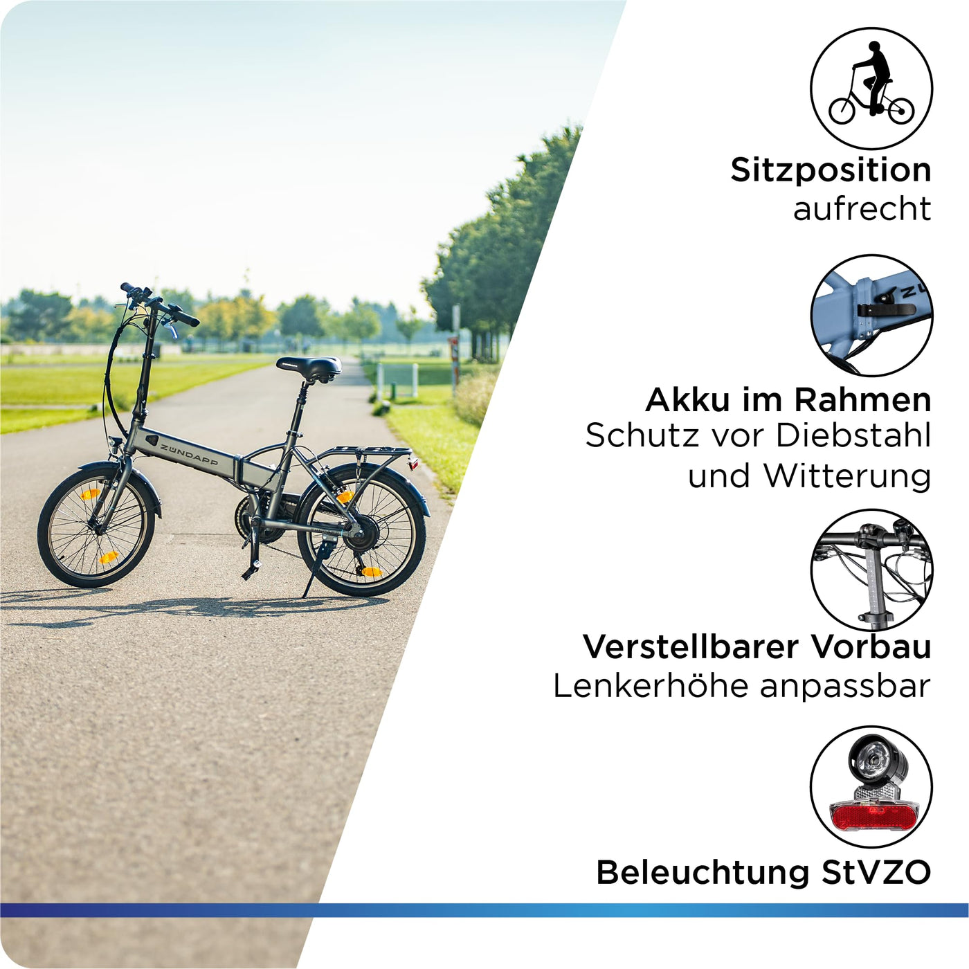 ZÜNDAPP Z101 20 Zoll E Bike Faltrad Damen Herren Elektrofahrrad klappbar Fahrrad Elektro Klapprad Ebike Pedelec E-Bike Erwachsene Klappfahrrad