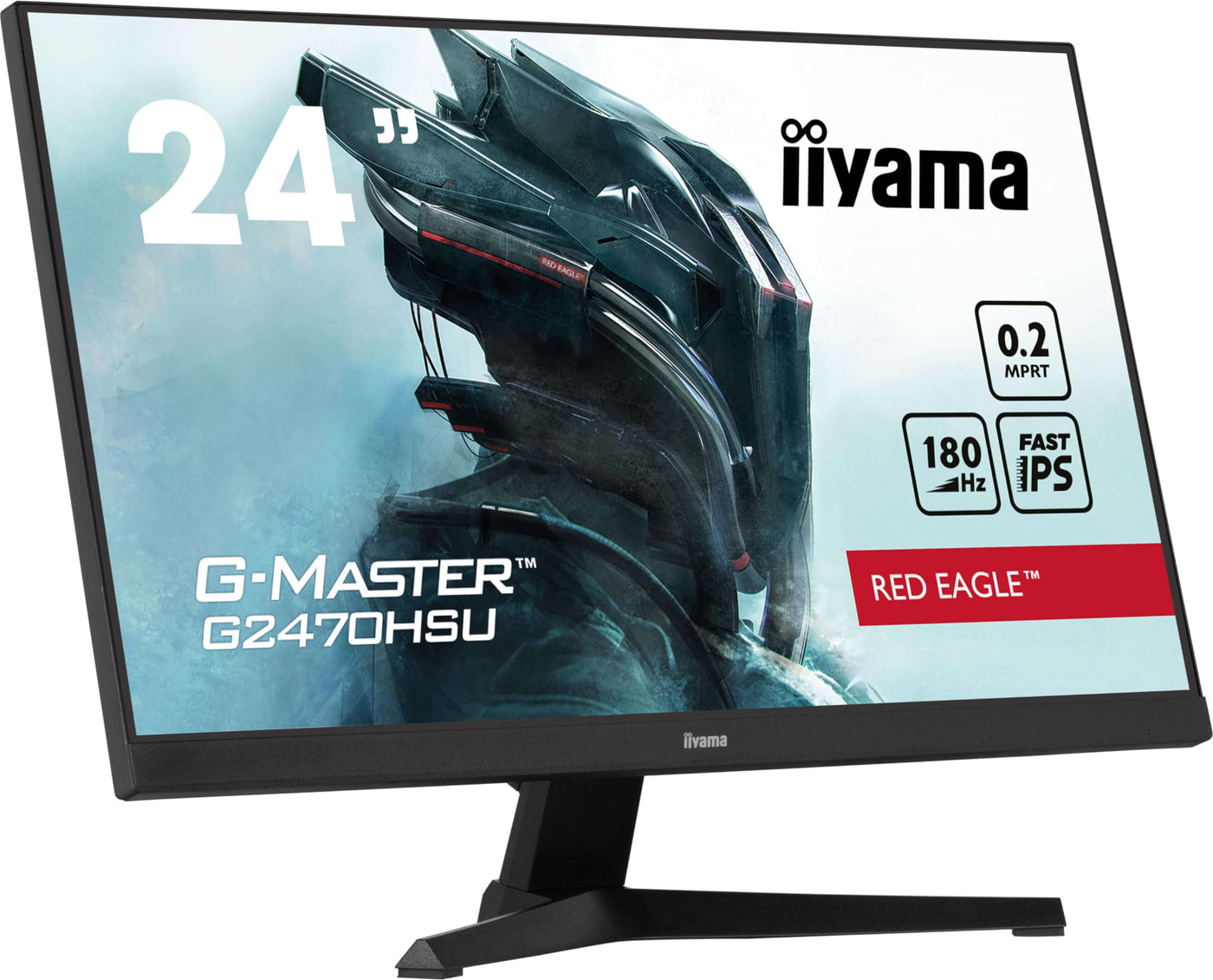 iiyama G-Master Red Eagle G2470HSU-B6 60,5cm 23,8" Fast-IPS LED Gaming Monitor Full HD HDMI DP USB3.2 0,2ms 180Hz Adaptive Sync schwarz