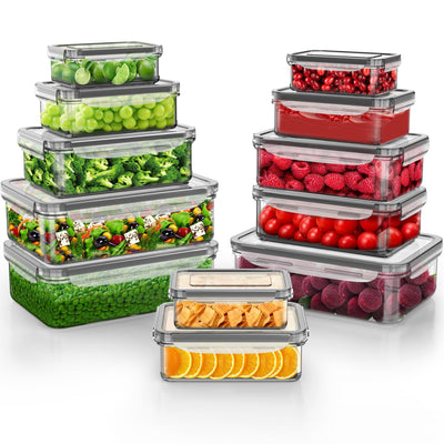 TUSEASY Frischhaltedosen mit Deckel, 12 Stück Vorratsdosen Luftdicht Aufbewahrungsbox mit Deckel Küche Meal Prep Boxen Tupperdosen Set BPA-Frei Plastikbox, Geignet als Kühlschrank Organizer