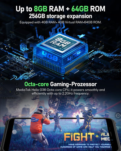 Ulefone Armor X12 Pro Outdoor Smartphone 8GB + 64GB/256GB SD, Octa Core Android 13 4860mAh 13MP+8MP 5,45'' HD+ IP69K Wasserdicht Handy ohne vertrag 4G Dual SIM Face ID NFC GPS - 2 Jahre Garantie Grün