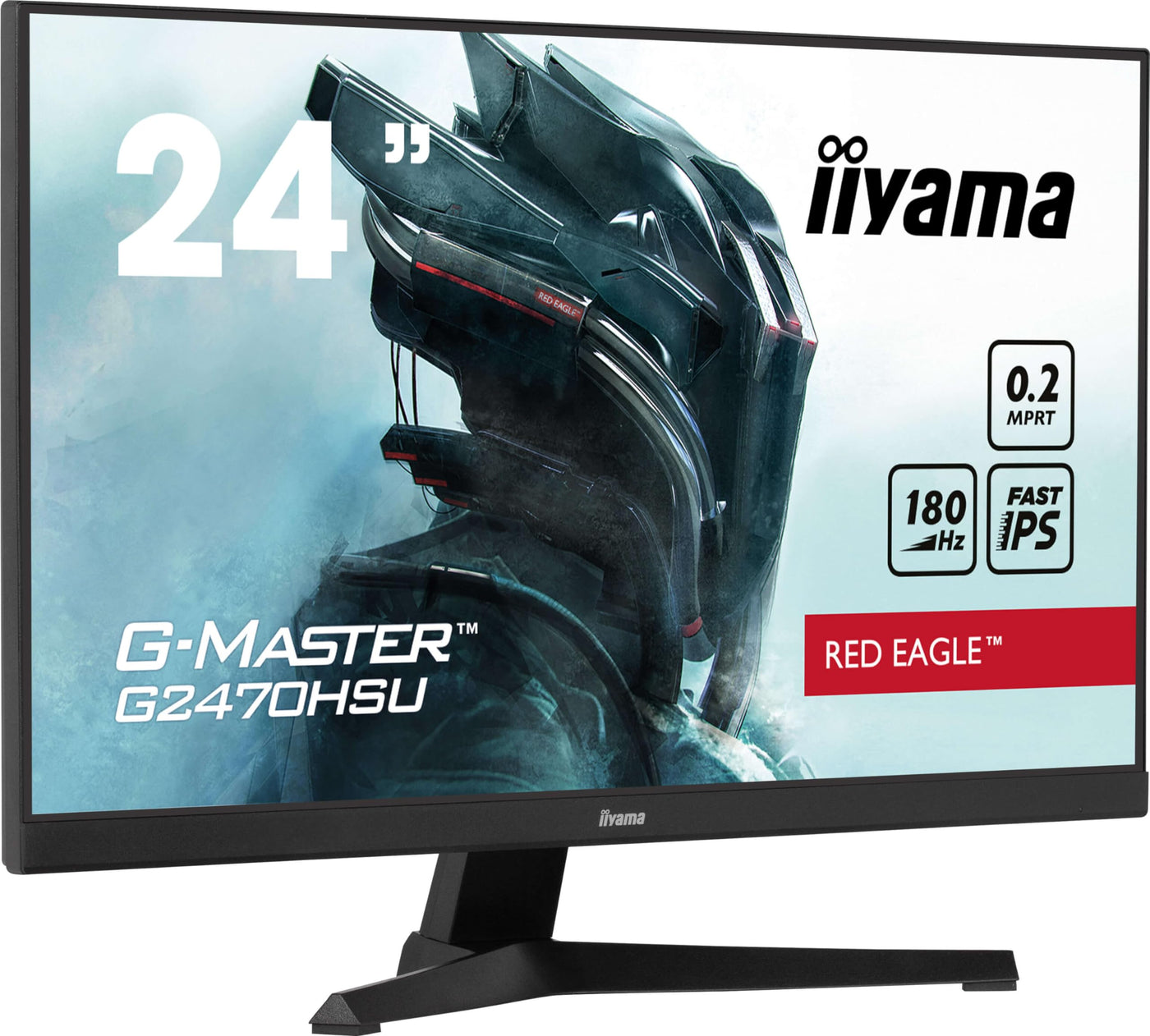 iiyama G-Master Red Eagle G2470HSU-B6 60,5cm 23,8" Fast-IPS LED Gaming Monitor Full HD HDMI DP USB3.2 0,2ms 180Hz Adaptive Sync schwarz