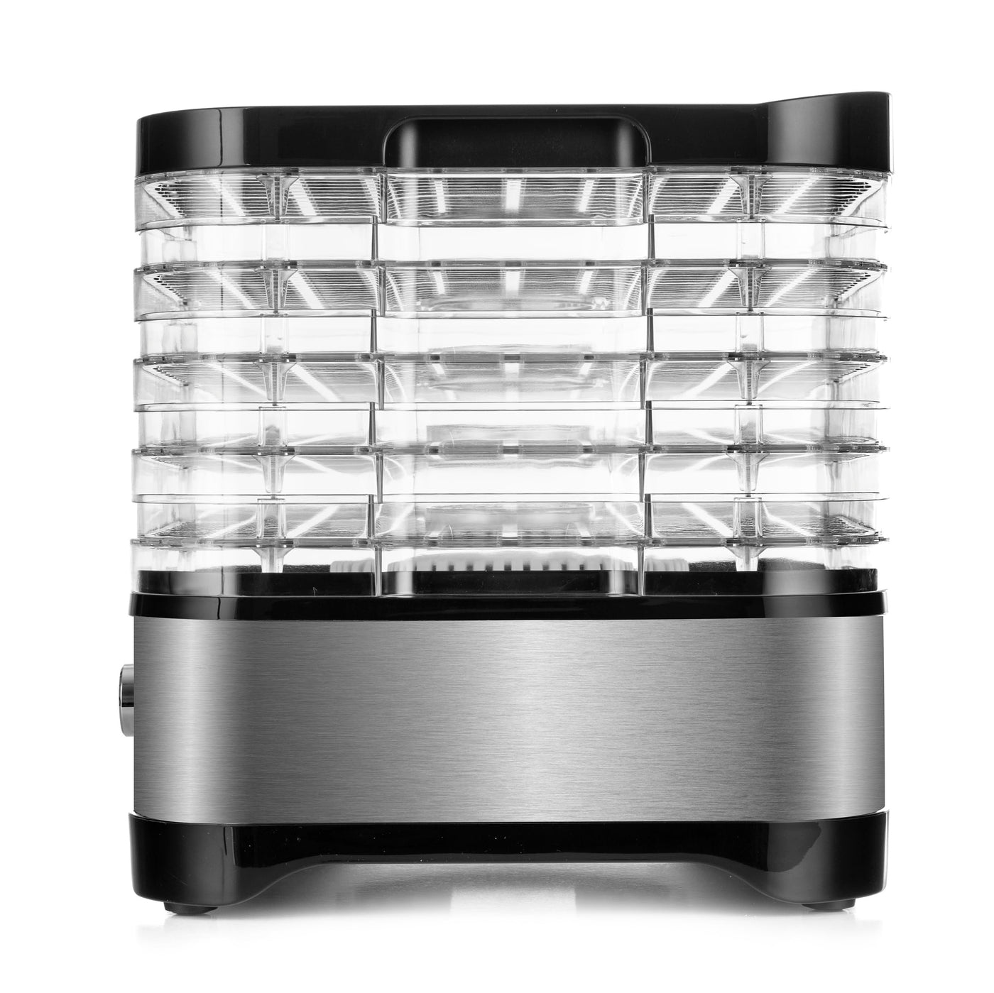 Lehmann LHOFD-4525 Dörrautomat Edelstahl 450W | Dörrgerät für Lebensmittel mit 5 Dörrebenen | Dehydrator mit Temperaturregler 35-70°C | Trockner für Obst, Pilze, Fleisch, Kräuter, BPA frei