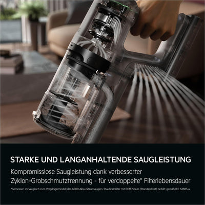 AEG 6000 Akku-Staubsauger / 103.000 U/Min / 175.000 dPa / Digitalmotor / Kabellos / bis zu 99 % Staubaufnahme / 40 min Laufzeit / Einfache Handhabung / Entnehmbarer 21,6 V Akku / leicht / AP61CB21DB