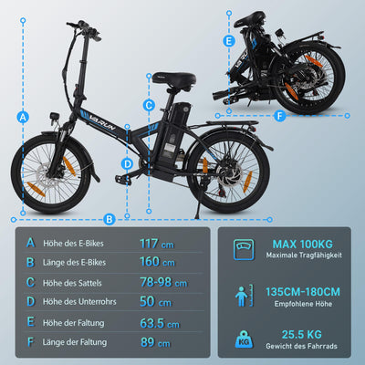 VARUN E Bike Klapprad, 20 Zoll City E-Bike Elektrofahrrad Herren Damen mit 48V- Lithium Akku, Faltbares City E-Fahrrad mit LCD, StVZO-Zertifikat, Laufleistung bis zu 70KM