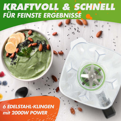 NUTRI-BLENDER MAX Hochleistungsmixer 2000W Standmixer Smoothie Hochleistung Smoothie-Maker Profi Mixer Blender - 2L Tritan, BPA-FREI, 9 Stufen, Digital-Timer Inkl. Smoothie Rezeptbuch