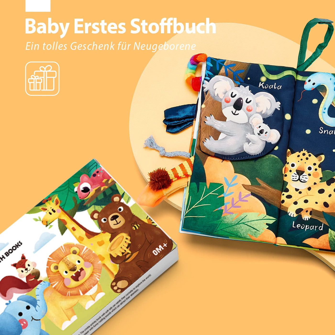 hahaland Babybuch Baby Stoffbuch Buch Spielzeug 0 Monate 3D Bilderbuch Stoffbücher Fühlbuch Knisterbuch ab 0 3 6 Monate Quiet Book Geschenk für Jungen Mädchen