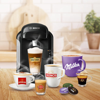 Tassimo Vivy2 Kapselmaschine TAS1402 Kaffeemaschine By Bosch, Ãœber 70 Getränke, Vollautomatisch, Geeignet Für Alle Tassen, Platzsparend, 1300 W, 1 Liters , Schwarz