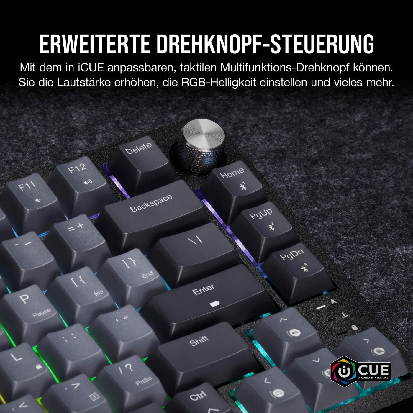 CORSAIR K65 Plus Wireless 75% RGB Hot-Swap-Fähige Mechanische Gaming-Tastatur - Vorgeschmierte MLX Red Linear Switches - Dual-Layer Sound Dampening - PBT Keycaps - QWERTZ DE - Schwarz