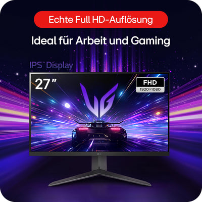 LG Electronics 27GS65F-B.AEU UltraGear™ FHD Gaming IPS-Monitor 27" (68,5cm), 1920 x 1080, 16:9, 1ms GtG, 180 Hz, HDR10, NVIDIA G-Sync™, AMD FreeSync™ - Schwarz