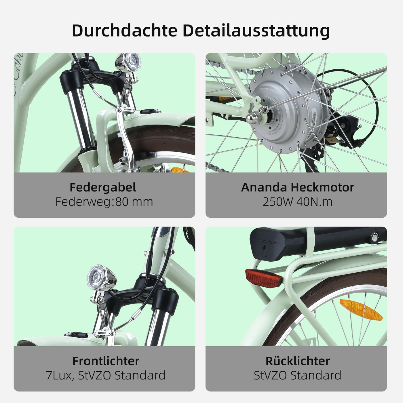 VecoCraft HEBE E-Bike Elektrofahrrad| ebike Damen 28 Zoll| 7-Gang-Schaltung | Ananda Hinterer Motor 250W | EU-konformes für ebike Herren und e Bike Damen