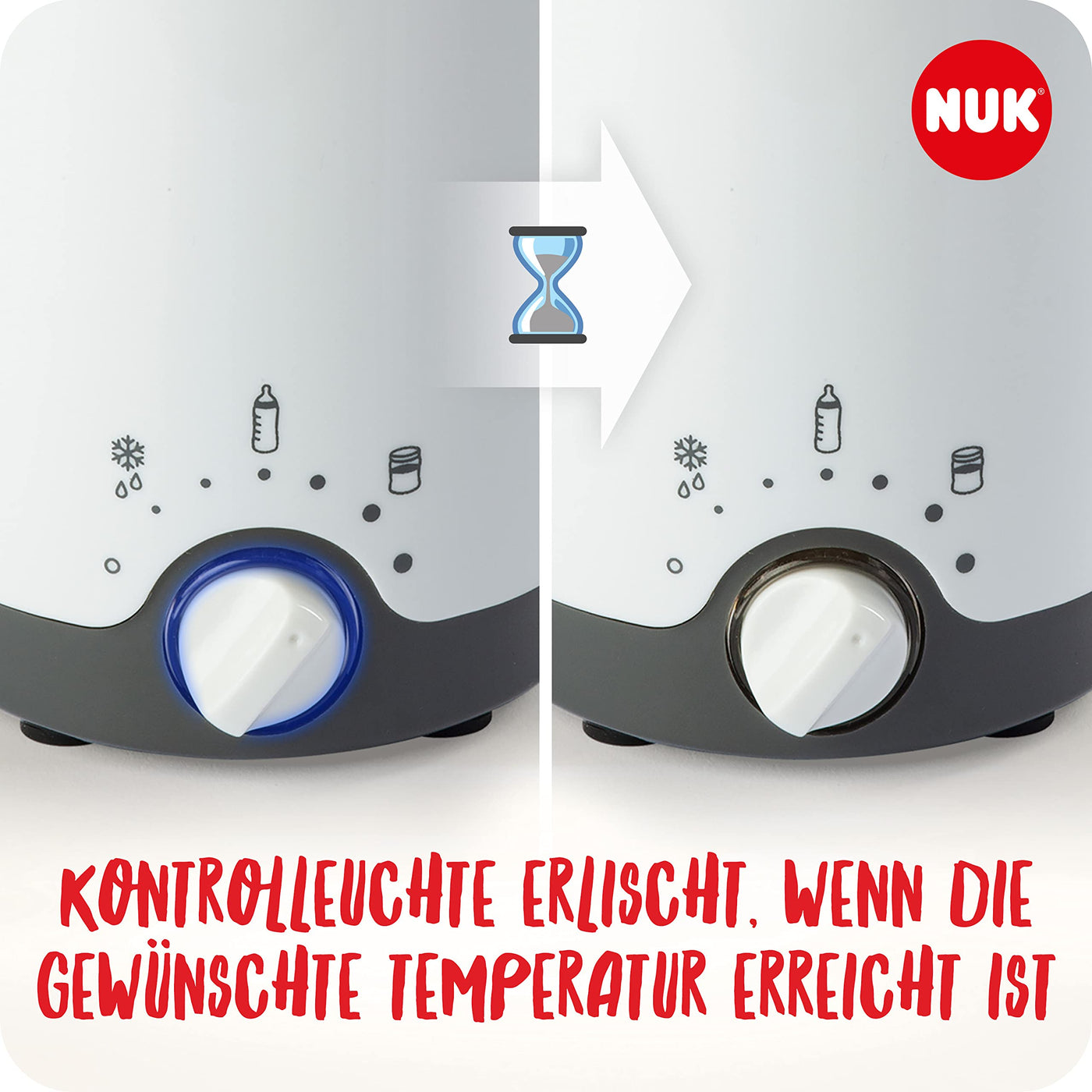 NUK Thermo 3in1 Babyflaschenwärmer | schonendes Auftauen, Erwärmen und Warmhalten von flüssiger und breiförmiger Nahrung | Korb zum einfachen Herausnehmen | EU-Stecker