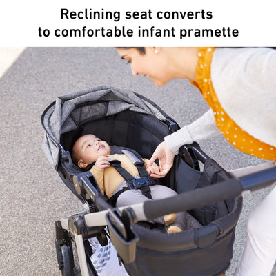 Graco Modes Pramette Kinderwagen, Baby-Kinderwagen mit True Pram Modus, wendbarer Sitz, Einhandfaltung, extra Stauraum, Kindertablett, Pierce