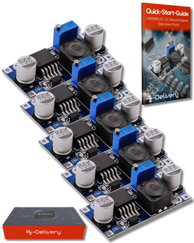 AZDelivery 5 x LM2596S DC-DC Netzteil Adapter Step down Modul kompatibel mit Arduino inklusive eBook!