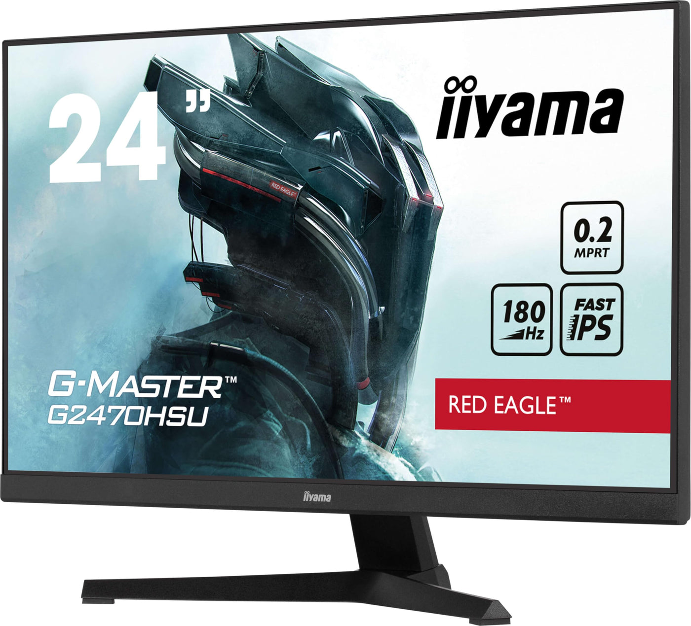 iiyama G-Master Red Eagle G2470HSU-B6 60,5cm 23,8" Fast-IPS LED Gaming Monitor Full HD HDMI DP USB3.2 0,2ms 180Hz Adaptive Sync schwarz