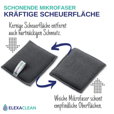 ELEXACLEAN Spülschwamm Topfreiniger Schwämme (3er Set, 10x8 cm, Dunkel-Grau) waschbar zum wiederverwenden, mit Mikrofaser