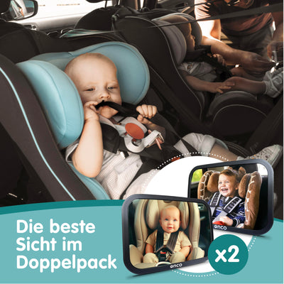 Onco 360° Baby Autospiegel - 2024 & 2023 Preisgekrönter Auto Spiegel für Baby Rücksitz, 100% Bruchsicherer & Schwenkbarer Rücksitzspiegel, Baby Erstausstattung, Universeller Baby Spiegel Auto