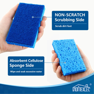HOMEXCEL Schwämme Küche 12 Stück, Non-Scratch Scrub Geschirr Schwämme, sicher auf Antihaft-Kochgeschirr, Dual-Sided Reinigung Schwämme für Küche, Haushalt, Bad und mehr