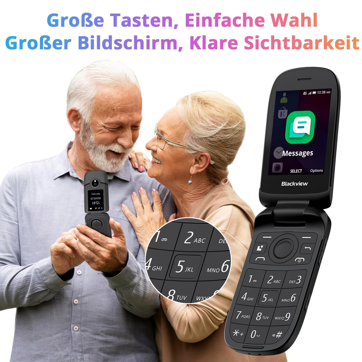 Blackview N2000 4G Seniorenhandy Ohne Vertrag mit Großen Tasten Handy, Dual 4G SIM Klapphandy Mobiltelefon für Senioren, SOS-Funktion Handy|FM Radio|Taschenlampe|Ladestation|2.8 Zoll Farbdisplay