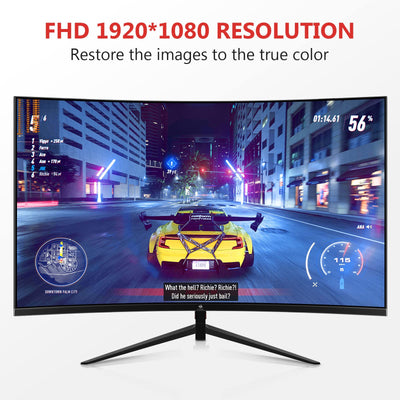 Z-Edge 27 Zoll Curved Gaming Monitor 240Hz 1ms MPRT Full HD LED Monitor, 350cd/m² Helligkeit, 16:9 Curved Bildschirm, FreeSync, HDMI 2.0 & DisplayPort 1.2 - Schwarz