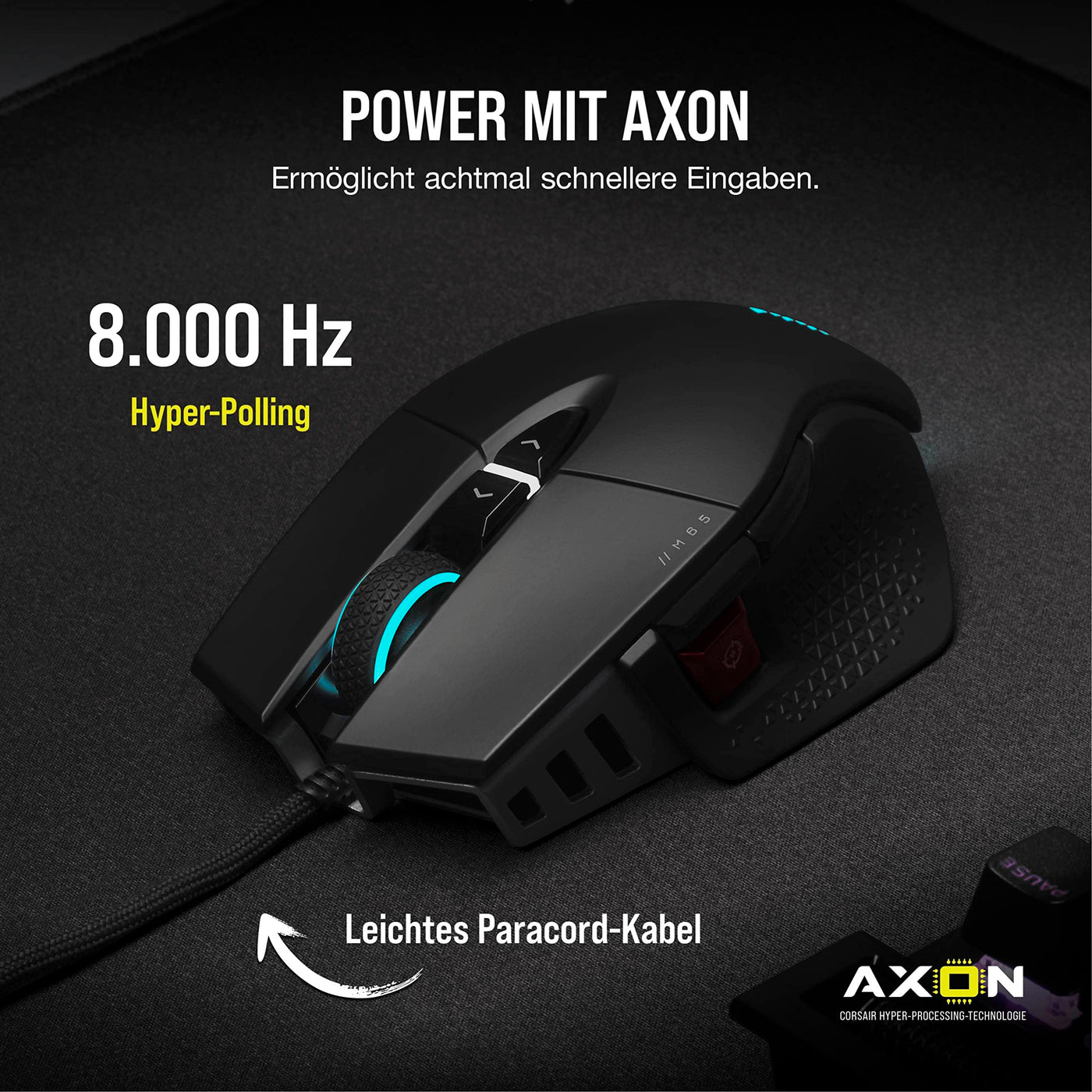 CORSAIR M65 RGB ULTRA Wired Tunable FPS Gaming Mouse - 26.000 DPI - Optische Schalter - Gewichtssystem - AXON Hyper-Processing-Technologie - iCUE-Kompatibel - PC, Mac, PS5, PS4, Xbox - Schwarz