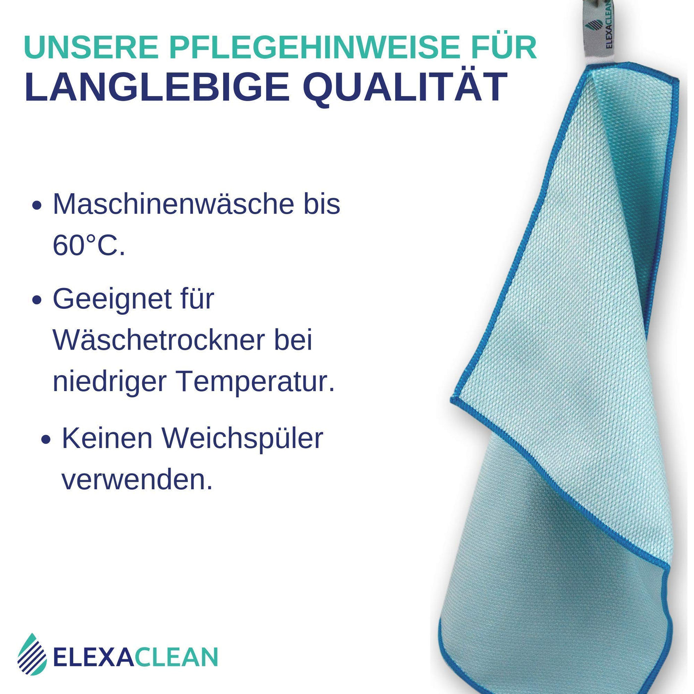 ELEXACLEAN Fenstertuch streifenfrei, Mikrofaser Scheibentuch (4 Stück, 60x40 cm & 40x30 cm) Oeko-TEX® Standard 100 - Glas Putztücher