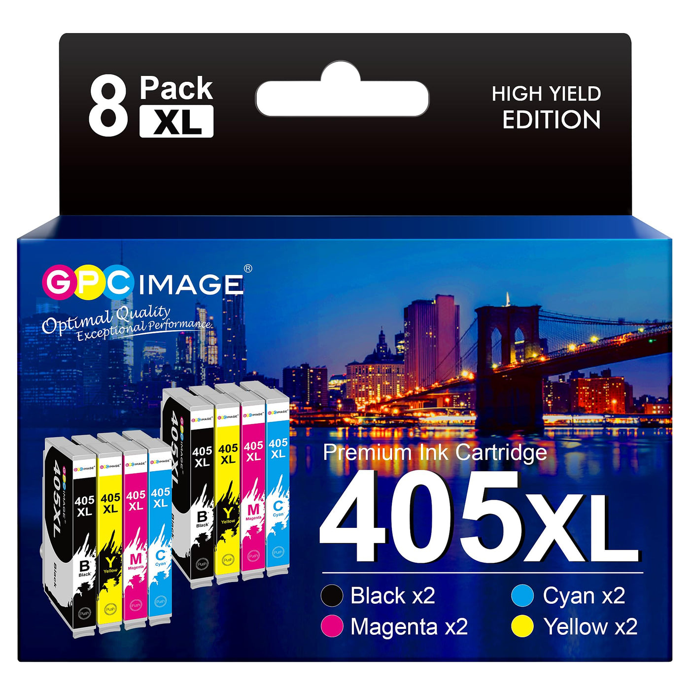 GPC IMAGE 405XL 405 XL Patronen Kompatible für Epson 405 405XL Schwarz für Epson WF-4820 Druckerpatronen WF-4820DWF WF-3820 WF-3820DWF WF-4825 WF-3825 WF-4830DTWF WF-7840DTWF WF-7830DTWF (8er-Pack)