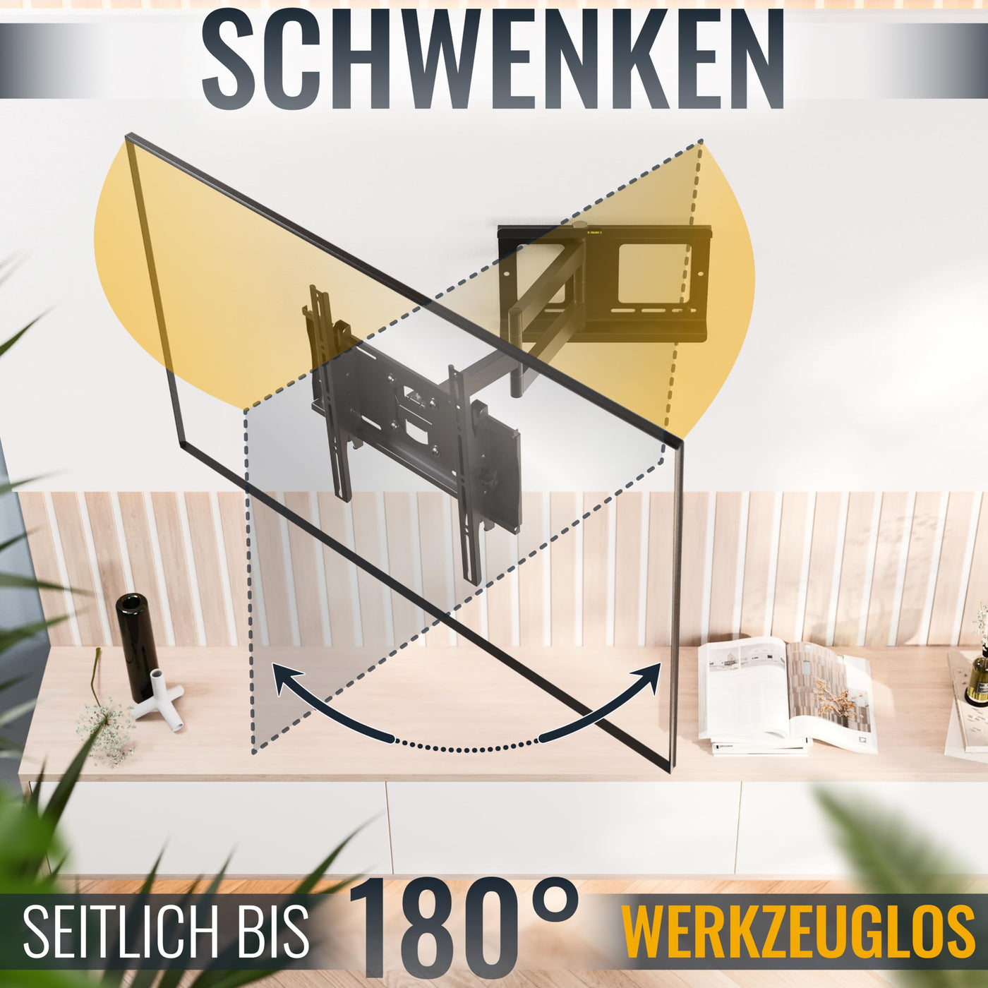 RICOO TV Wandhalterung Fernseher Schwenkbar Neigbar für 31-65 Zoll, Universal TV Halterung R23-S, Fernsehhalterung für Wand, Wandhalterung Fernseher 55 Zoll bis 95 Kg mit max. VESA 400x400 mm