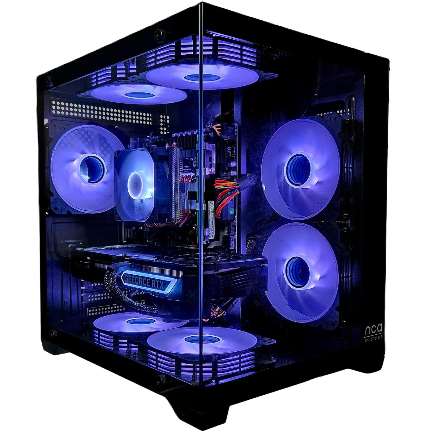 Gaming PC Phantom Black | NVIDIA RTX 4060 | 32GB RAM 500GB SSD | Intel XEON 10 Kerner | RGB Lüfter mit Fernbedienung | Luftkühlung | WLAN 5 | Win 11