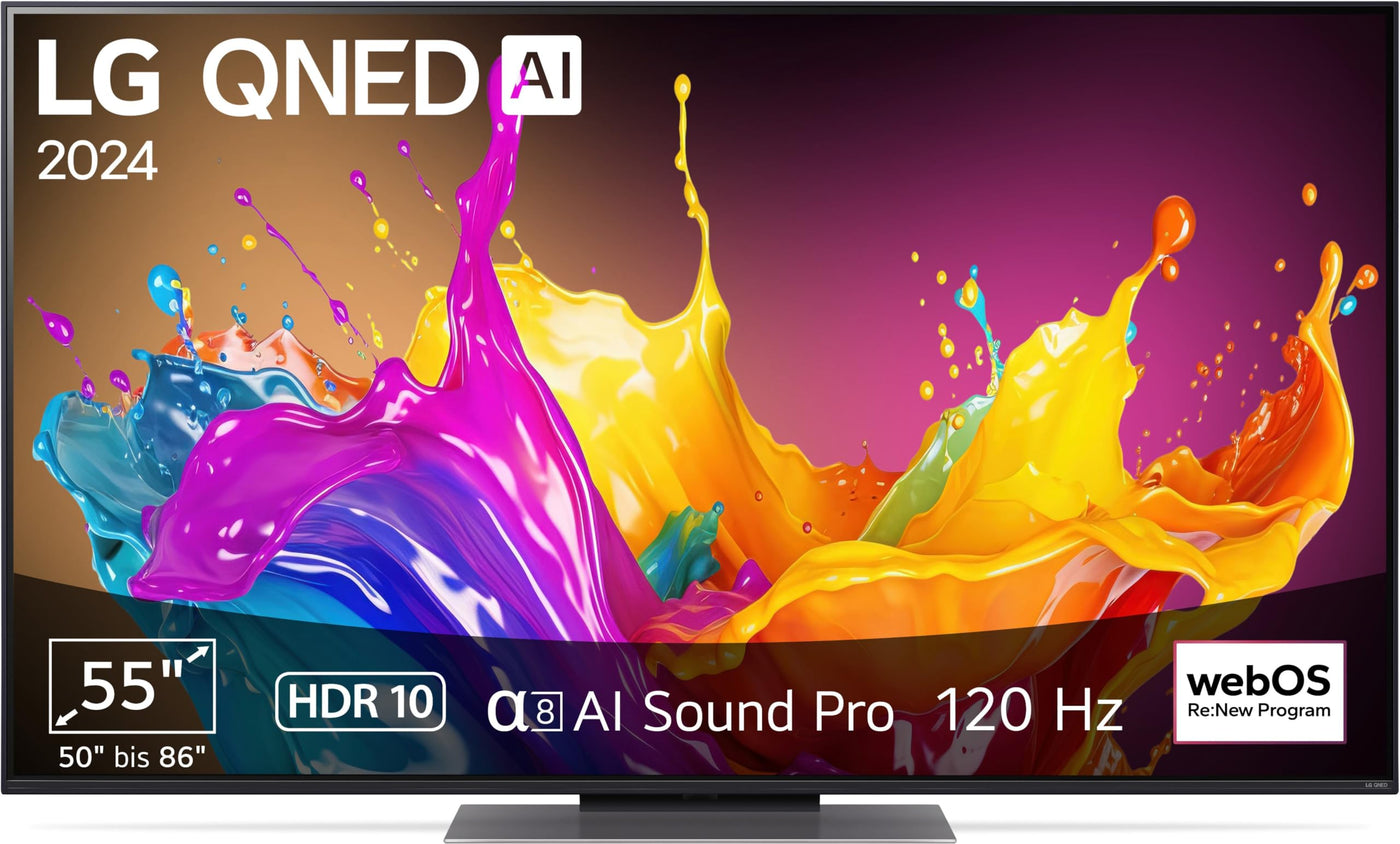 LG 55QNED86T6A TV 55" (139 cm) QNED Fernseher (α8 4K AI-Prozessor, webOS 24, HDR10, bis zu 120Hz) [Modelljahr 2024]