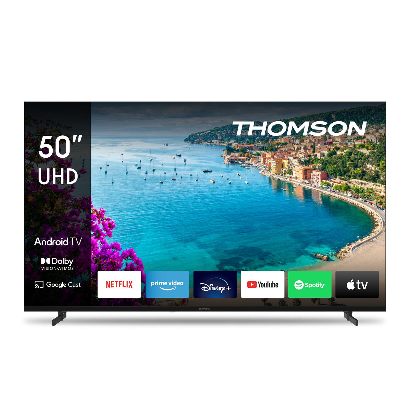 Téléviseur intelligent Android Thomson UHD 50 pouces (126 cm) (WLAN, HDR, triple tuner DVB-C/S2/T2, commande vocale) – 50UA5S13-2023