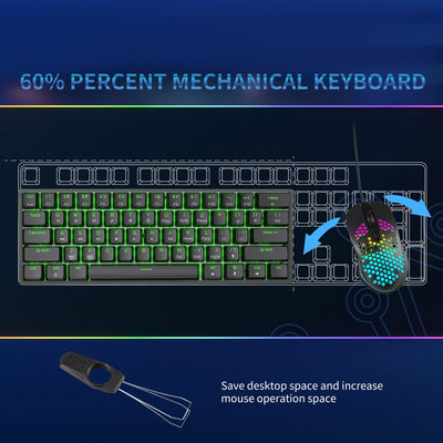 Dierya DK61se Gaming Tastatur,60% Prozent Mechanische Tastatur mit Blue Clicky Switch,Ultra-Compact Mini 61 Tasten Anti-Ghosting,Typ-C-Datenkabel,US Layout für PC Windows Gamer Typist,Schwarz