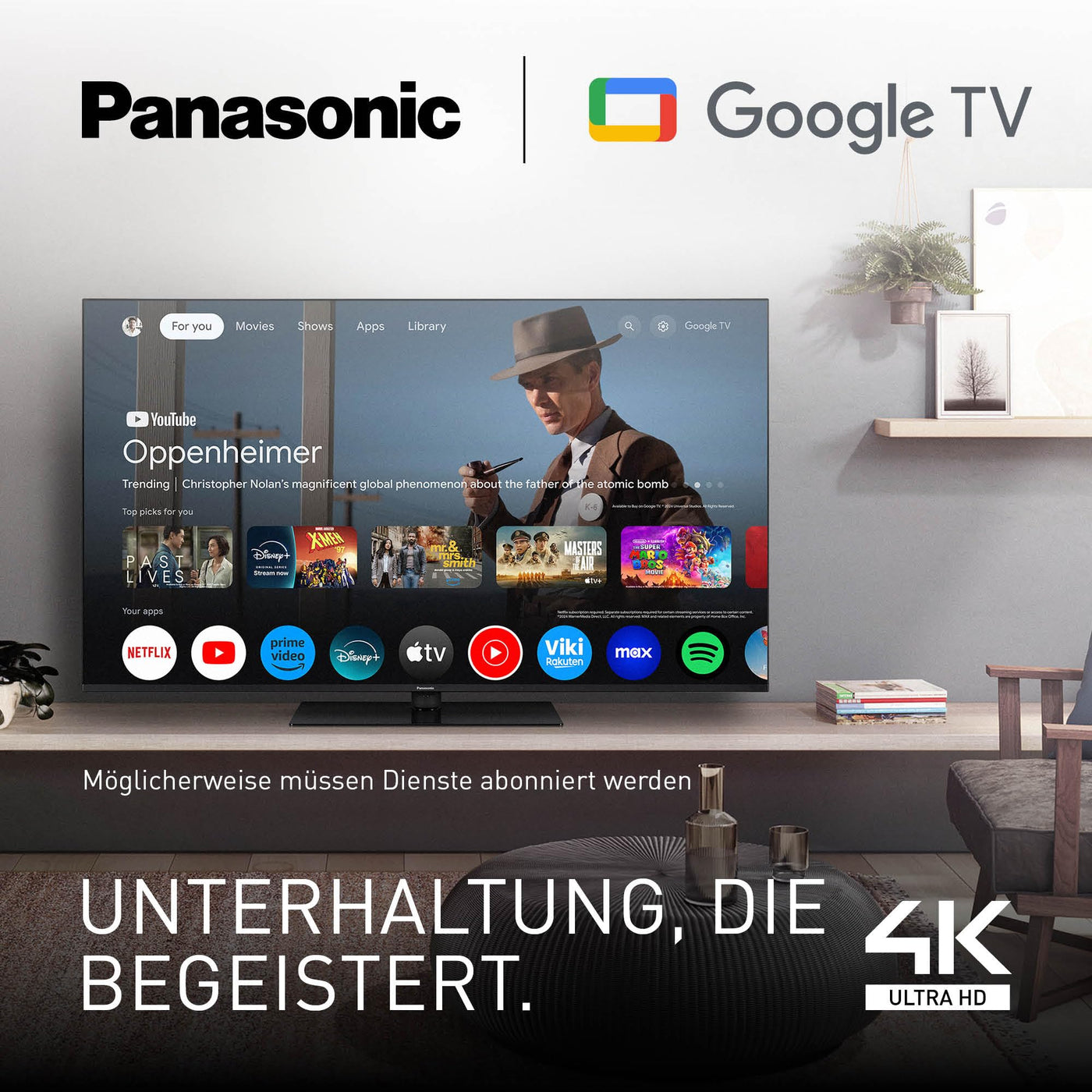 Panasonic TN-50W70AEZ, W70-Serie 50 Zoll 4K Ultra HD LED Smart TV, 2024, Google Assistant, Chromecast, Dolby Vision & Atmos, Gaming-Modus, Bluetooth, für EIN außergewöhnliches visuelles Erlebnis