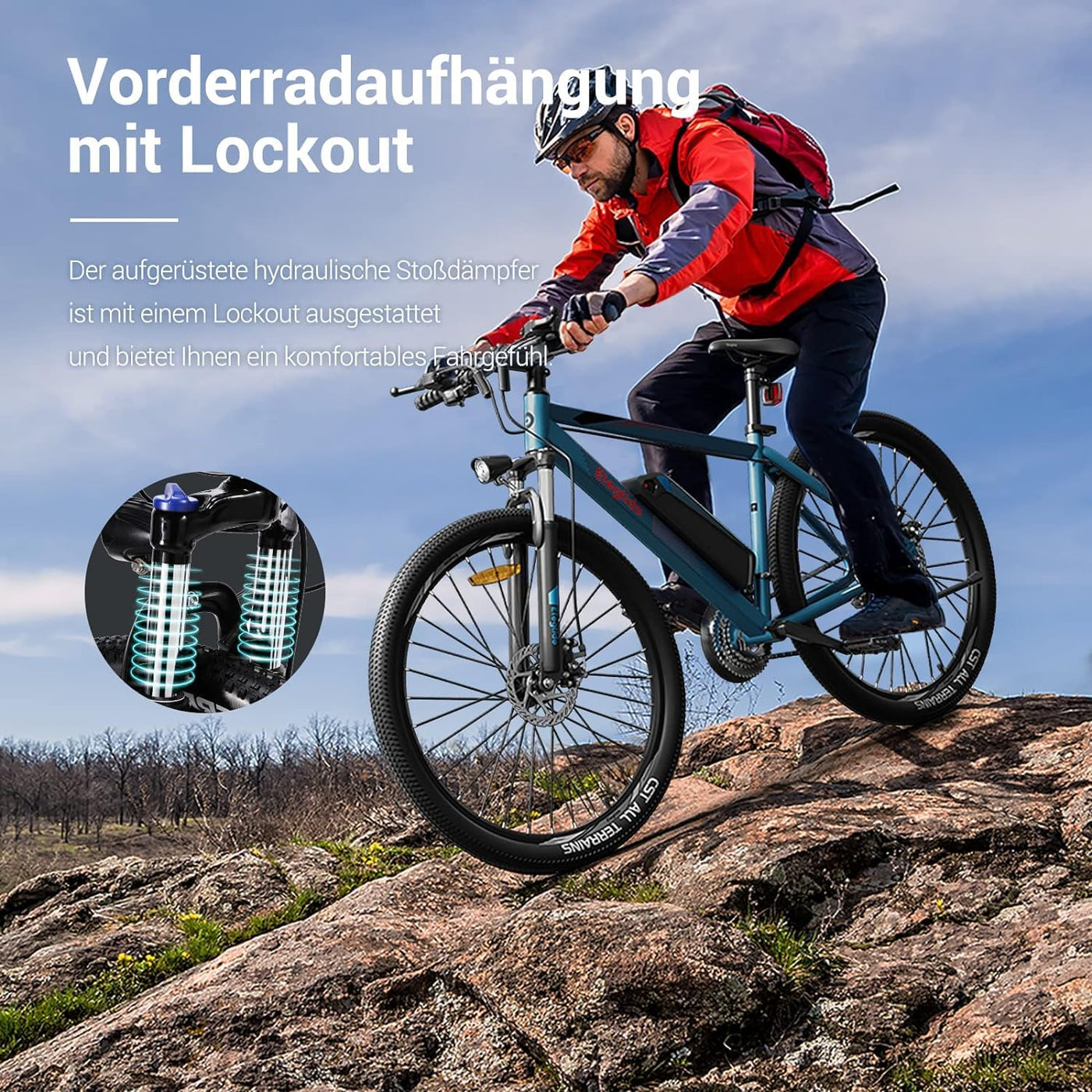 Eleglide M1/M1 Plus E-Bike Damen Herren E-Mountainbike 27,5 Zoll Elektrofahrrad mit 36V 7.5/12.5Ah Abnehmbarer Akku, EU-konform E Fahrrad 21 Gänge 250W Hinterradmotor, LED Licht (36V 7.5Ah)