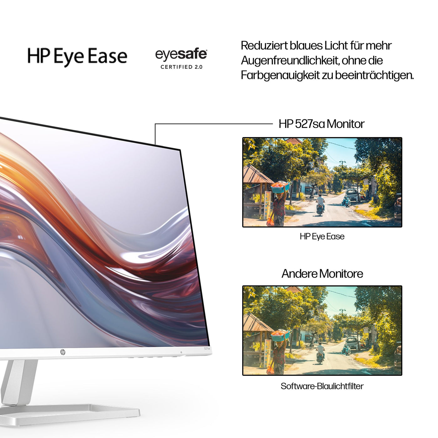 Écran HP série 5 527sa FHD IPS avec haut-parleurs | 68,6 cm (27 pouces) | 100 Hz | Contraste 1500:1 | 99 % sRVB | Double HDMI 1.4 | VGA | Sortie/entrée audio | Antireflet | Inclinable | Durable | Blanc