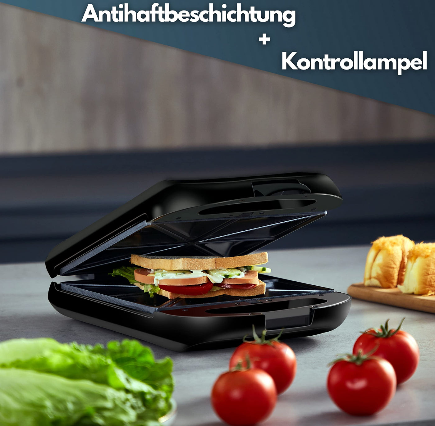 Steinborg 3in1 Sandwichmaker XXL | 3 auswechselbare Platten | 1200 Watt | Kontaktgril | 4er Sandwich Maker | Multigrill | Waffel Eisenl | Elektrogrill | Waffeleisen