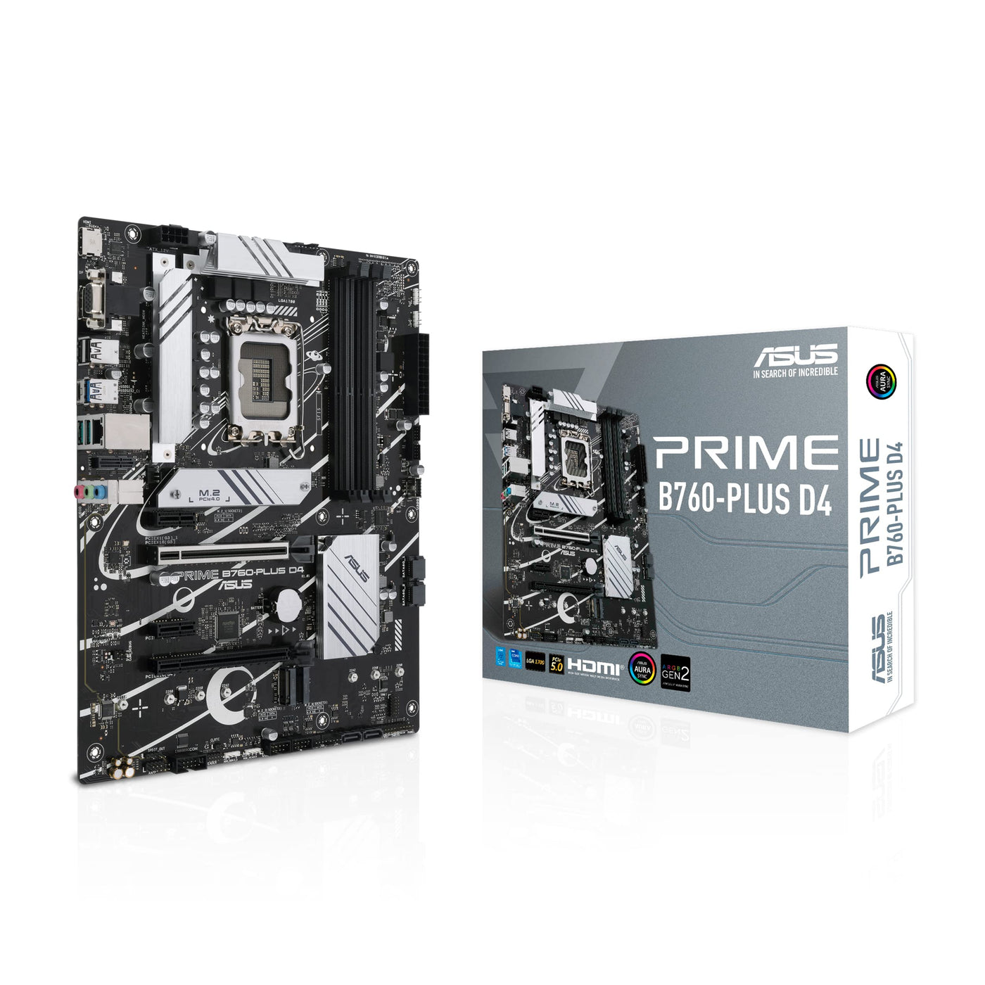 ASUS PRIME B760-PLUS D4 Gaming Mainboard Sockel Intel LGA 1700 (Intel B760, ATX, DDR4 Speicher, PCIe 5.0, 3x PCIe 4.0 M.2, Thunderbolt 4, Aura Sync)