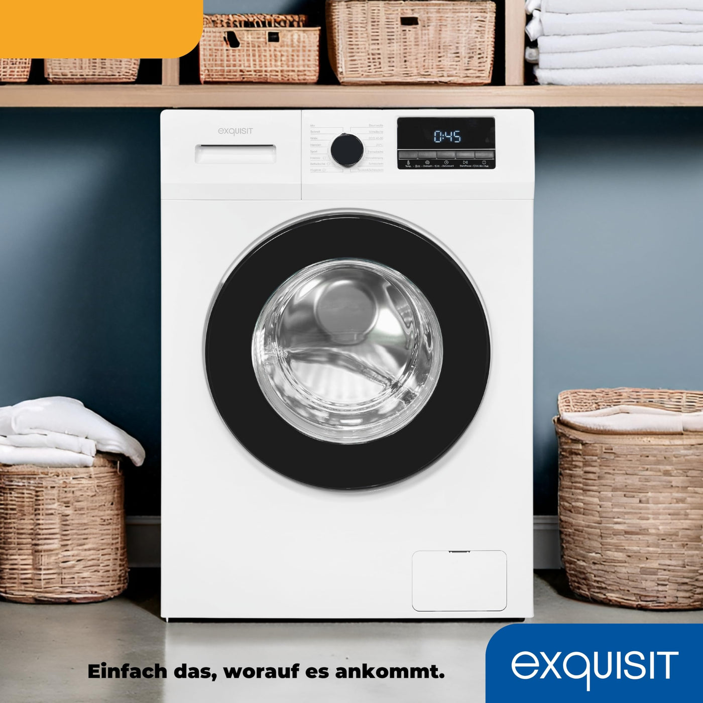 Exquisit Waschmaschine 8kg, Energieeffizienzklasse A, max. 1400 U/Min, Schnellprogramm, Startzeitvorwahl (3-24 Std.), Kindersicherung, Aquastop, ECO, 16 Waschprogramme, WA58014-340A weiss