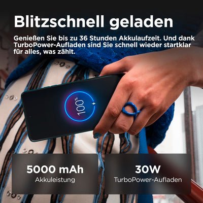 Motorola Moto g75 5G Smartphone (6,78"-FHD+-Display, 50-MP-Kamera, 8/256 GB, 5000 mAh, Android 14) Aqua Blue (Veganes Kunstleder), inkl. Schutzcover [Exklusiv bei Amazon]