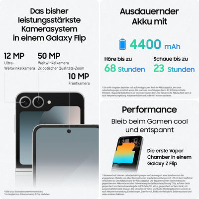 Samsung Galaxy Z Flip6 AI-Smartphone, Simlockfreies Handy ohne Vertrag, 256 GB Speicher, Mint + Buds3 Pro Kabellose Bluetooth-Kopfhörer, Active Noise Cancelling (ANC)