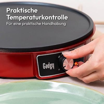 Gadgy Crêpes Maker mit Antihaftbeschichtung | 30 cm Durchmesser Crepe | Pfannkuchen Maker mit Teigverteiler & Crêpes-Wender | Pancake Maker für Crepes, Pfannkuchen, Poffertjes, Pancakes