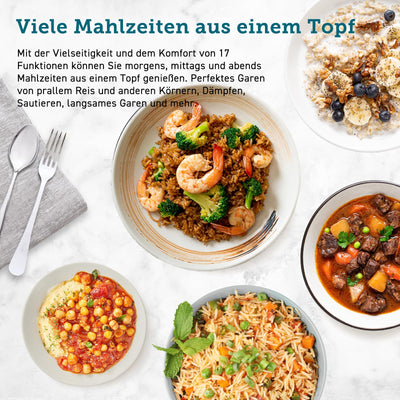 COSORI Reiskocher, Multikocher mit 17 Programme, Rice Cooker 5 L, Fuzzy-Logik, Dampfgarer mit Edestahleinsatz, Rezeptbuch, Slow Cooker, Premium Innentopf, Warmhaltefunktion, Timer, Schwarz