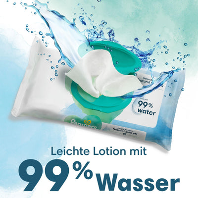 Pampers Harmonie Aqua Feuchttücher 6 Packungen mit jeweils 48 Feuchttüchern - 288 Feuchttücher, die helfen, den natürlichen pH-Wert der Haut wiederherzustellen, leichte Lotion mit 99% Wasser