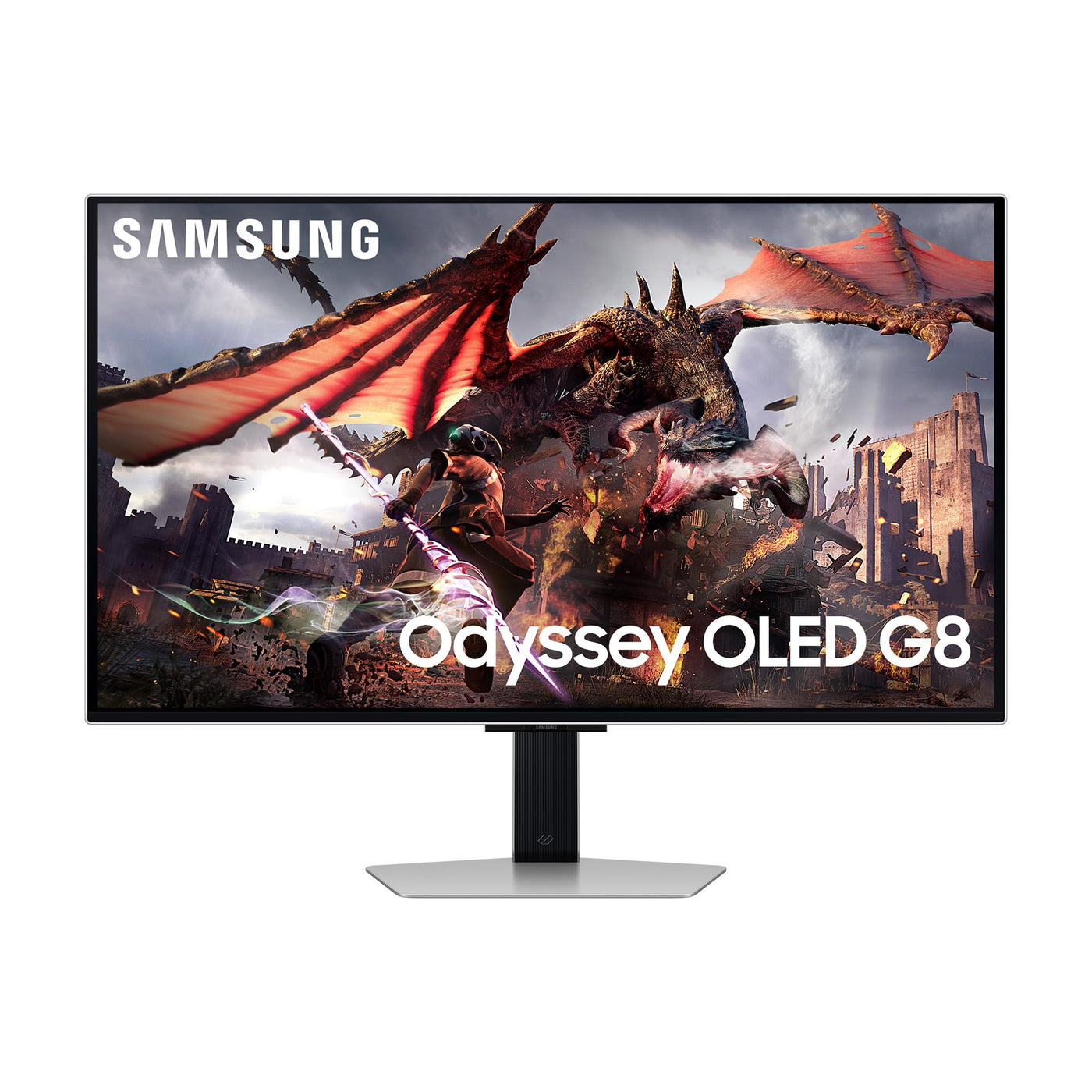 Samsung Odyssey G80SD OLED Gaming Monitor, 32 Zoll, 4K AI Upscaling, UHD Bildschirm, 3.840 x 2.160, Bildwiederholrate 240 Hz, Reaktionszeit 0,03 ms (G/G), AMD FreeSync Premium Pro, LS32DG800SUXEN