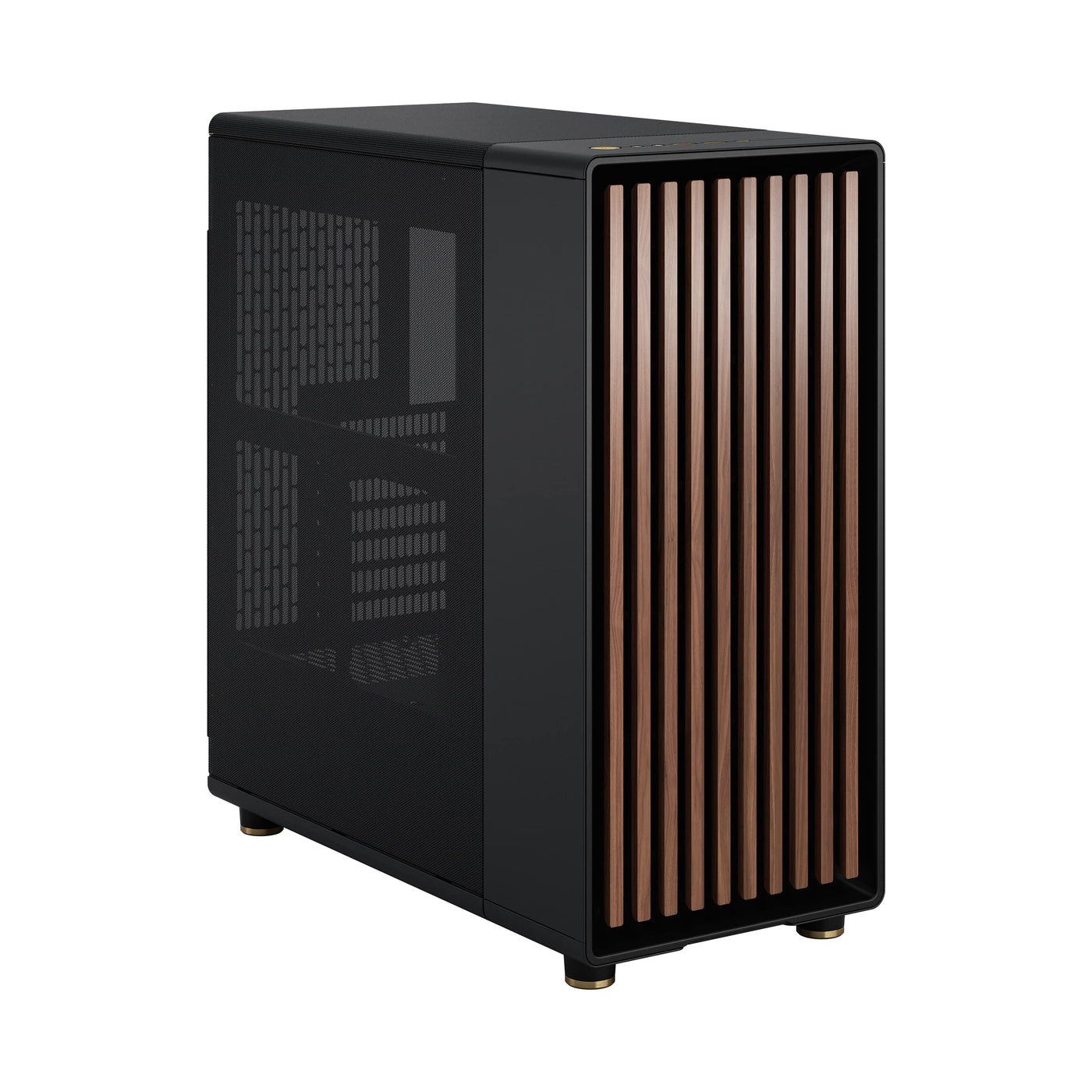 Fractal Design North Charcoal Black - Wood Walnut Front - Mesh Side Panels - Two 140mm Aspect PWM Fans Included - Intuitive Interior Layout Design - ATX Mid Tower PC Gaming Case