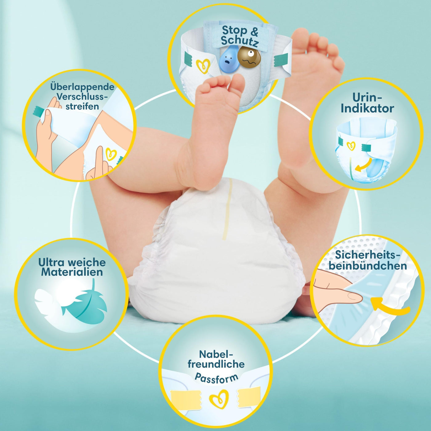 Pampers Premium Protection BIG PACK, New Baby, Windeln Größe 2 (4kg-8kg), 68 Stück