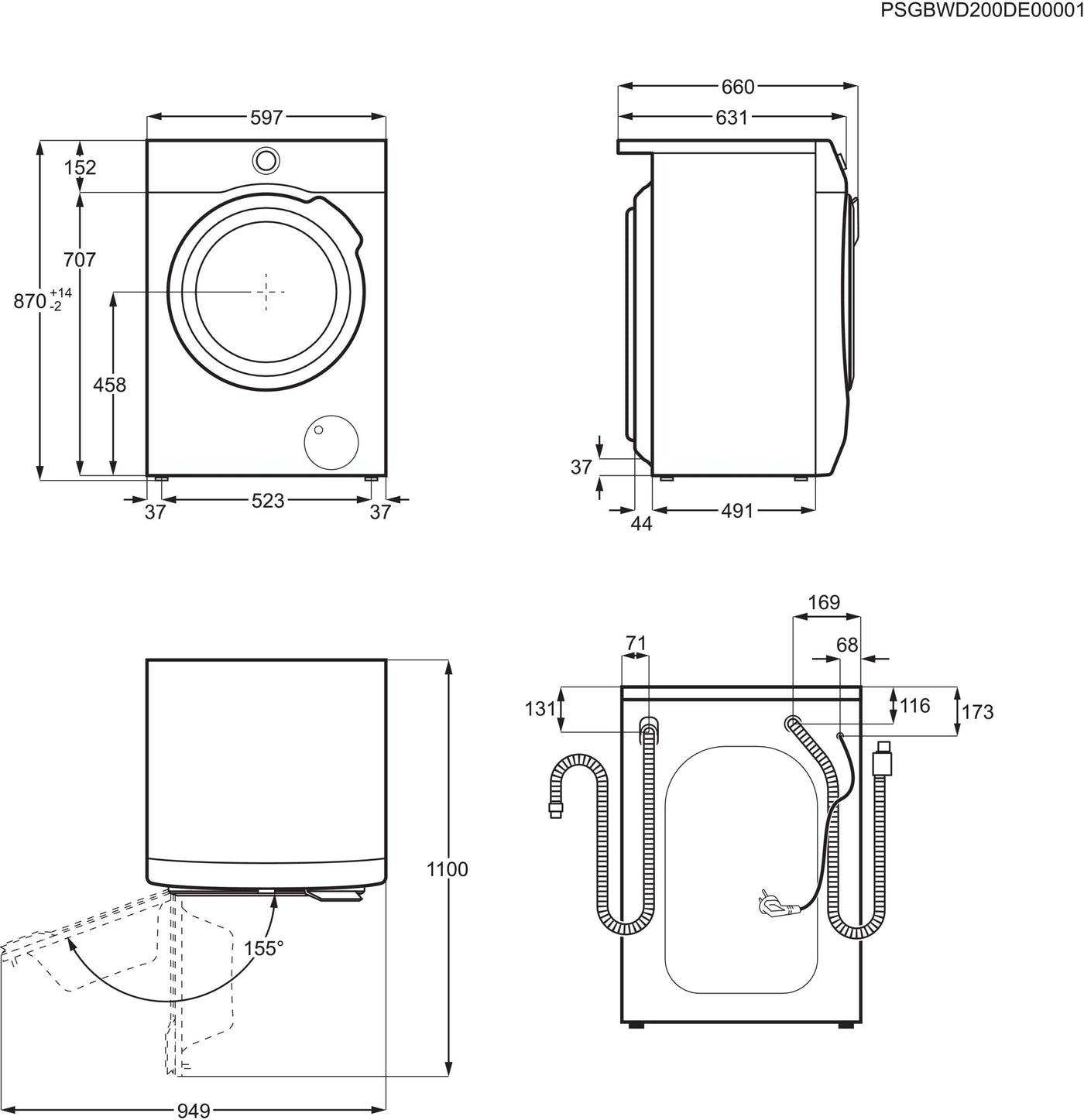 AEG Waschtrockner mit Wärmepumpe Serie 9000 SensiDry® / Testsieger der Stiftung Warentest / 9 kg Waschen / 6 kg Trocknen / C / Mengenautomatik / Nachlege- und Dampffunktion / 1600 U/min / L9WEF80690