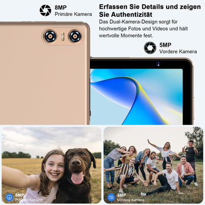 Biegedy Tablet 10 Zoll Android 14 Octa-Core, 2024 Newest Tablet PC 20 GB RAM+128 GB ROM (TF1 TB),5G WLAN 6丨Widevine L1丨GMS丨6000mAh丨5+8MP丨Bluetooth5.0丨1280 * 800丨Tablet mit Tastatur Maus Gold